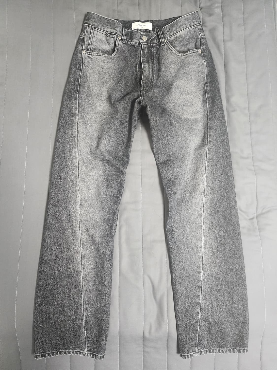 새제품급 L)스트레이트 워시드 슬래쉬 데님 진스 차콜 상품이미지5