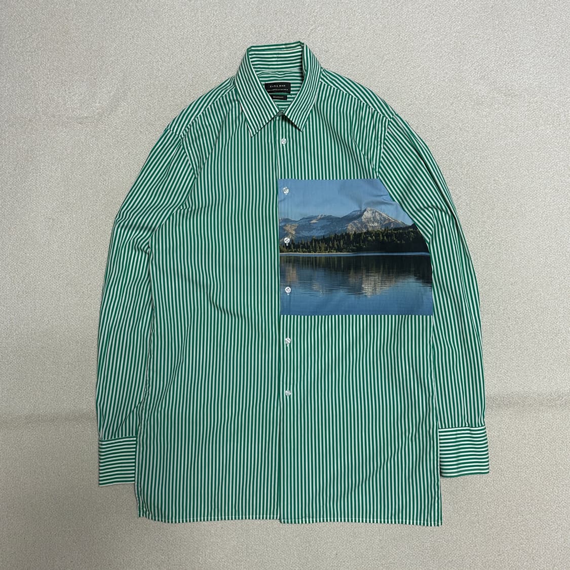 자라 맨 프린팅 스트라이프 셔츠 상품이미지2