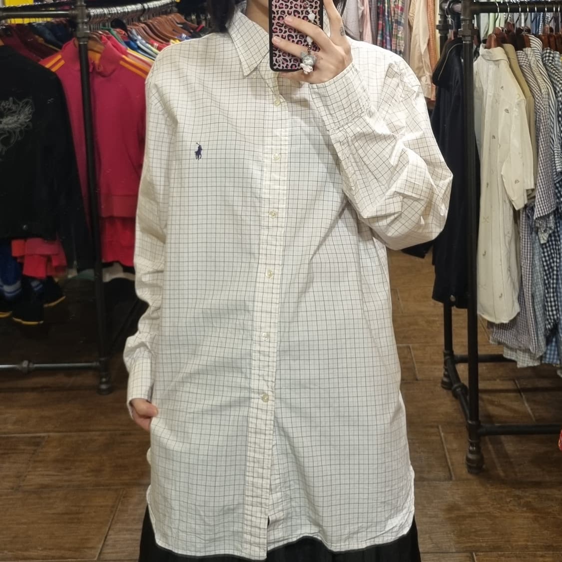 [Hi] polo 폴로 체크 긴팔셔츠 화이트 상품이미지2
