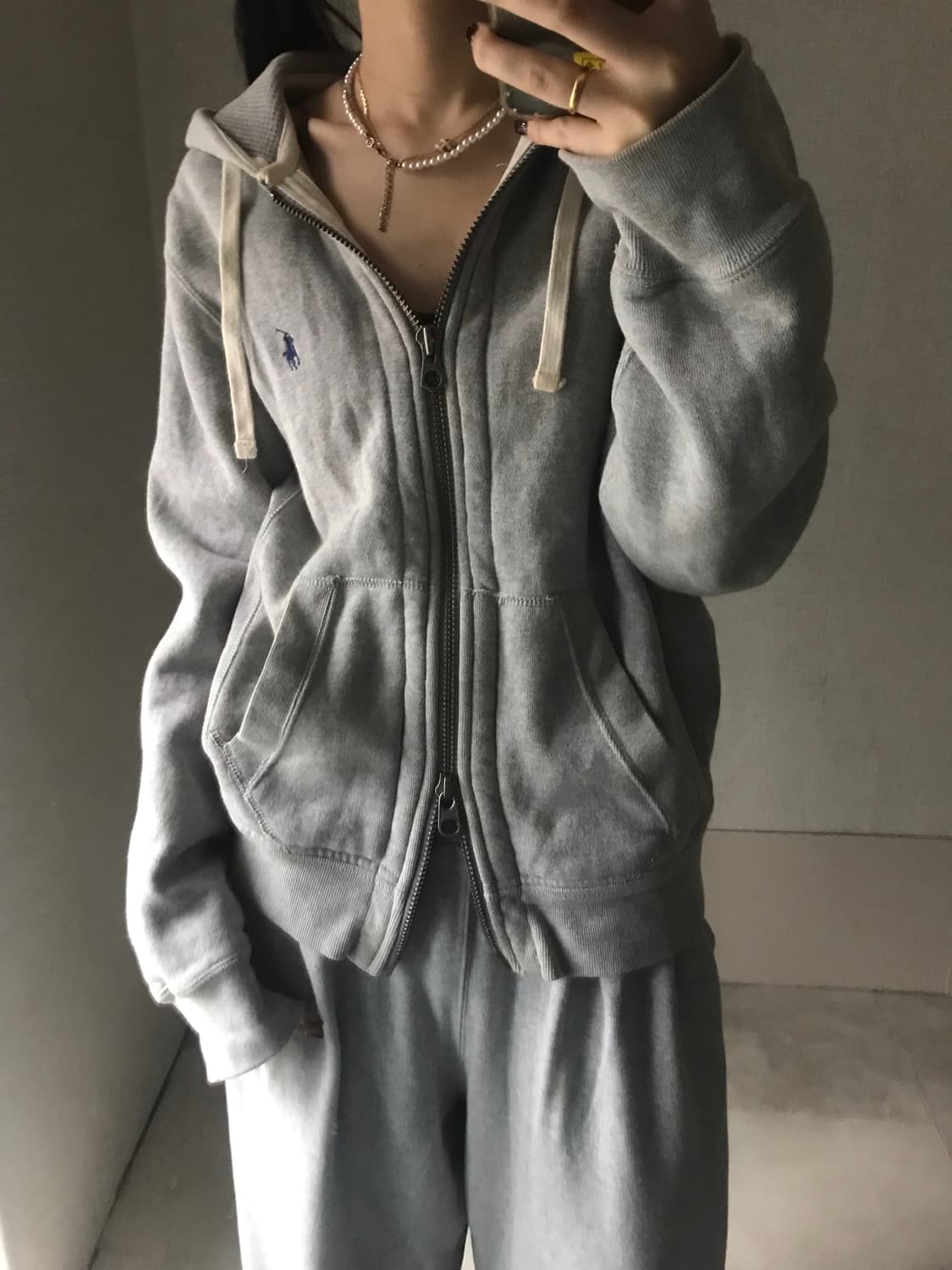 폴로 그레이 투웨이 스웻 후드집업 상품이미지5