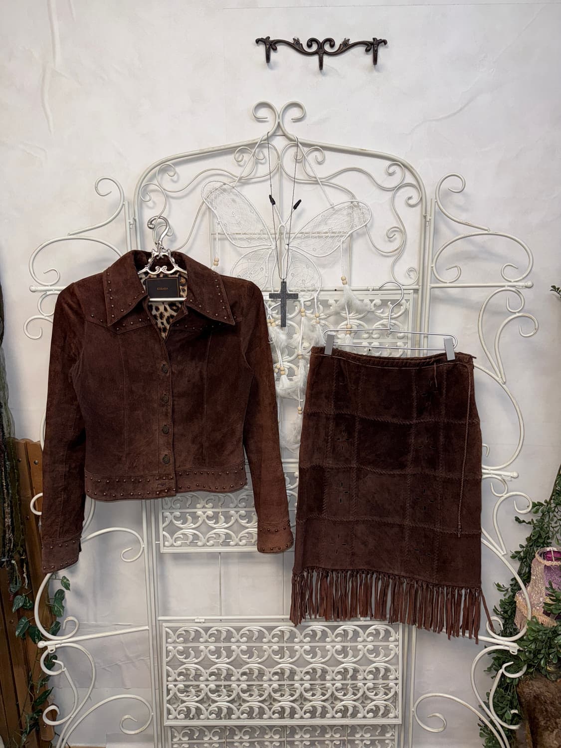 Dark brown bohemian punching fringe 셋업 상품이미지1