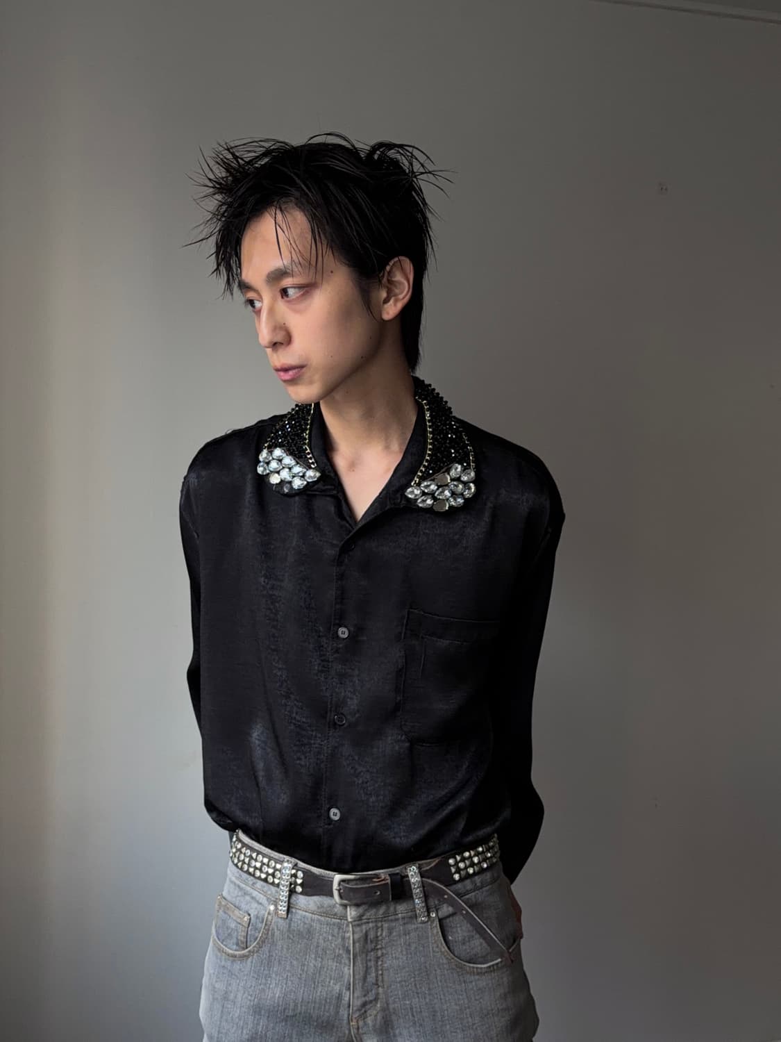 e rin ai e 비즈 디테일 & 실크 셔츠 상품이미지3