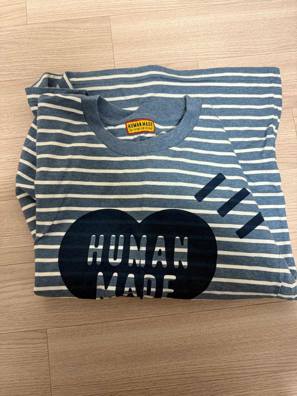 휴먼메이드 하트 스트라이프 티셔츠 블루 S 상품이미지2