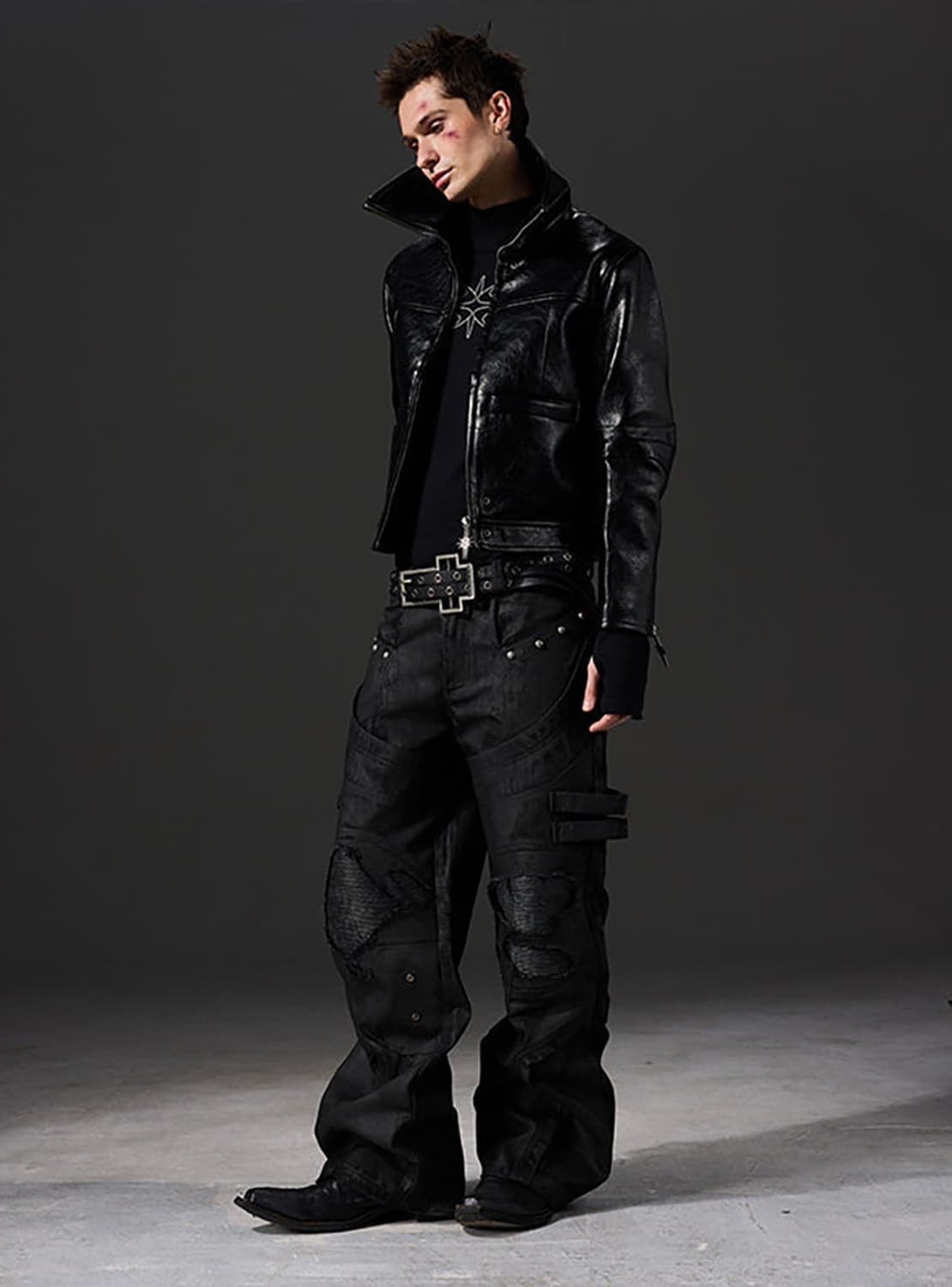 3D Cut Waxed Straight Denim Pants  상품이미지3