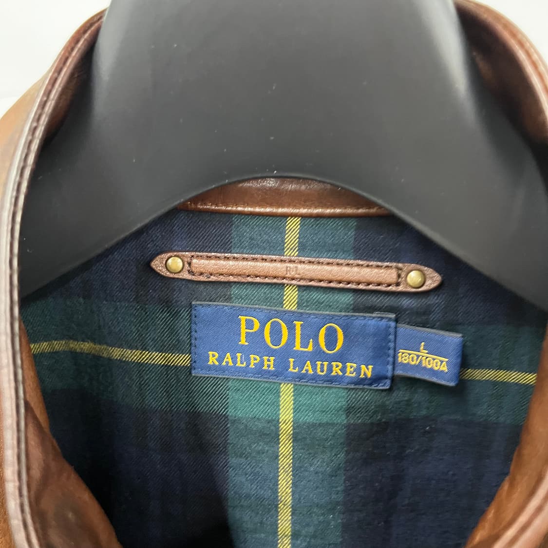 폴로랄프로렌 카우레더 해링턴 자켓 L 상품이미지4