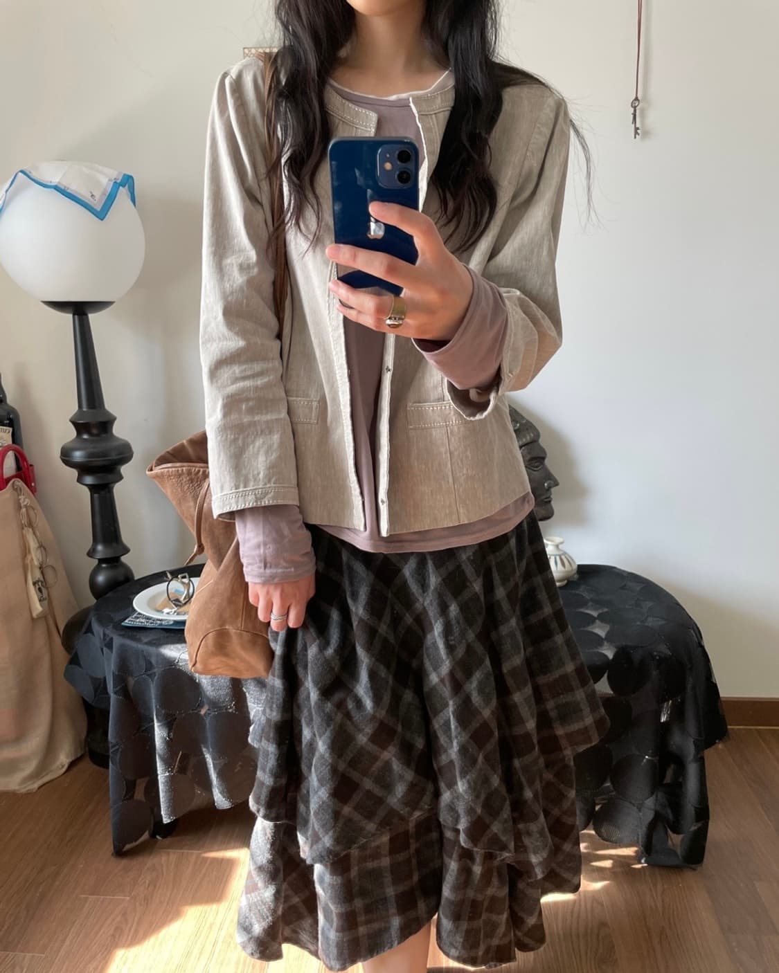 check layered skirt 상품이미지3