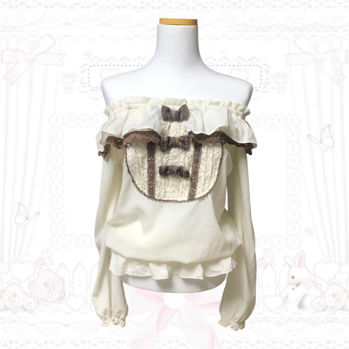 리즈리사 라떼갸루 히메갸루 오프숄더 블라우스 짜잔씨 일본빈티지 상품이미지1