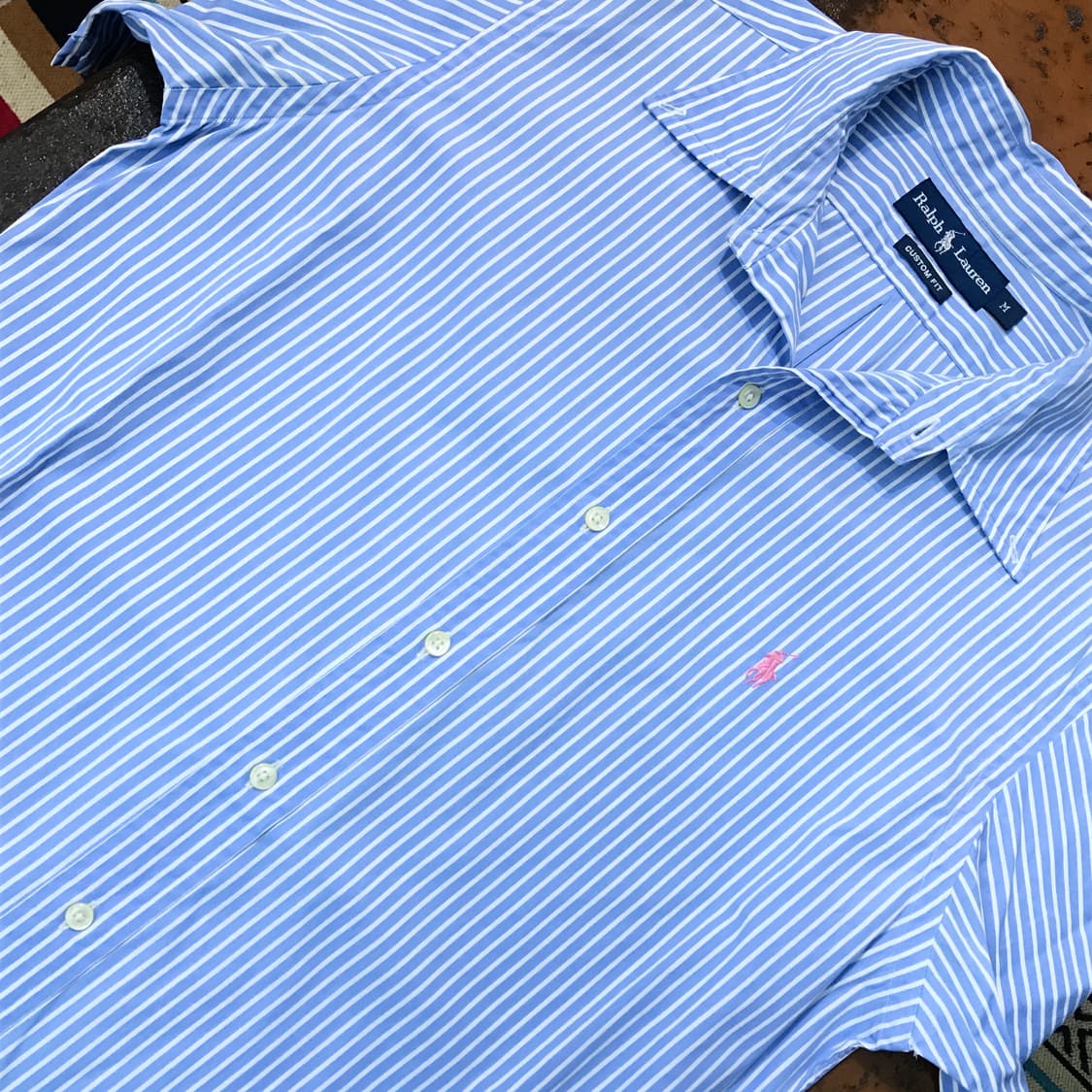 폴로랄프로렌 라이트 블루 스트라이프 반팔 셔츠 남성 105 사이즈 상품이미지4