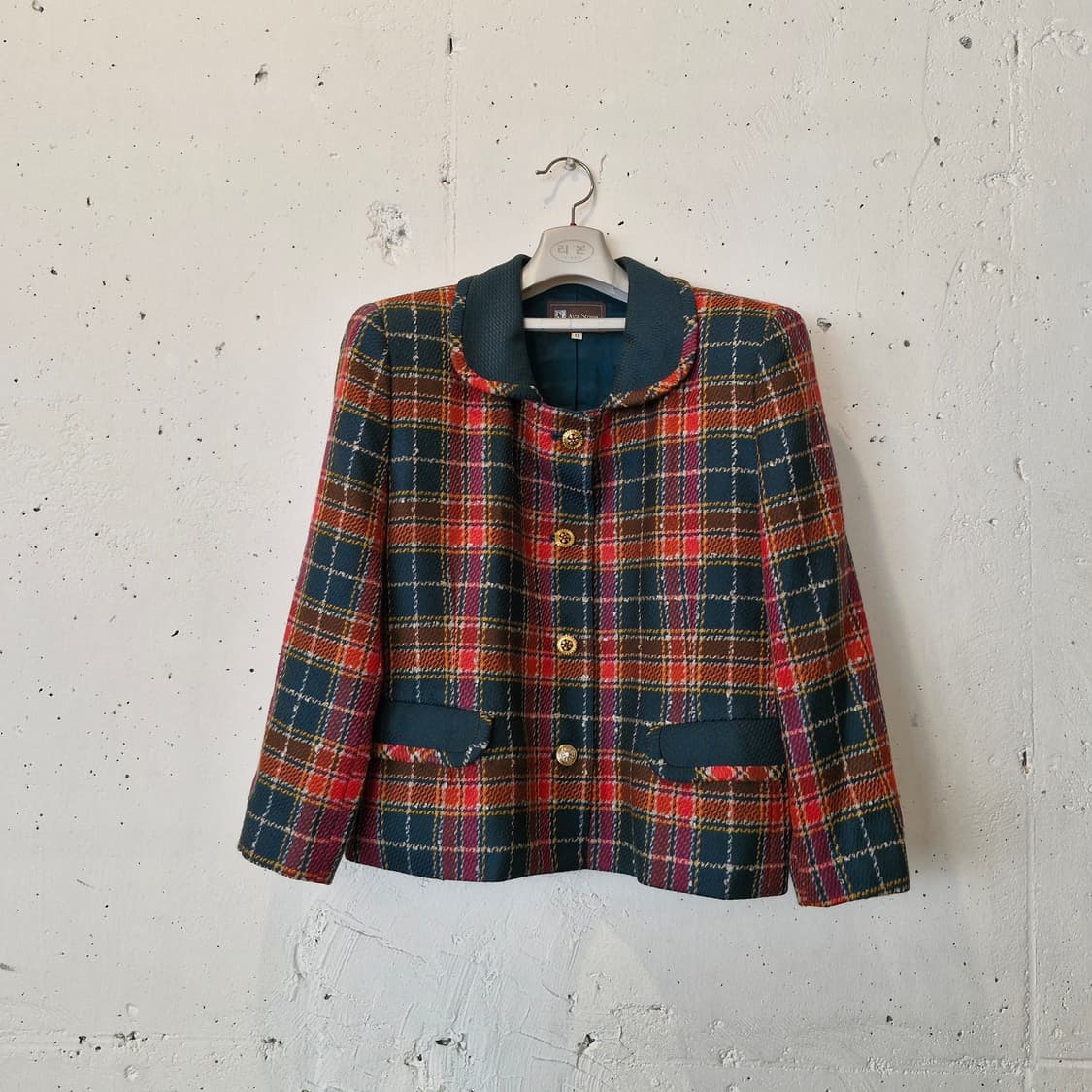 JPN 일본빈티지 체크 세미크롭 모 블레이저 자켓  상품이미지1