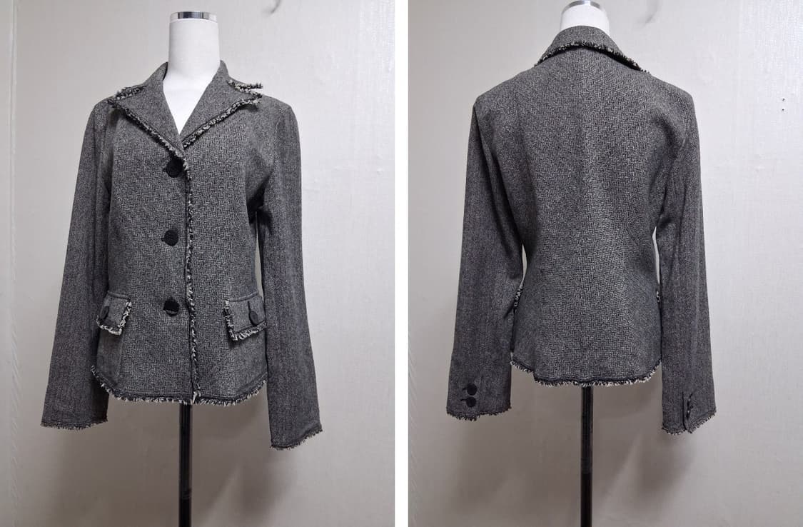 크리지아 여성 양모모직쟈켓 헤링본그레이체크 66 상품이미지4