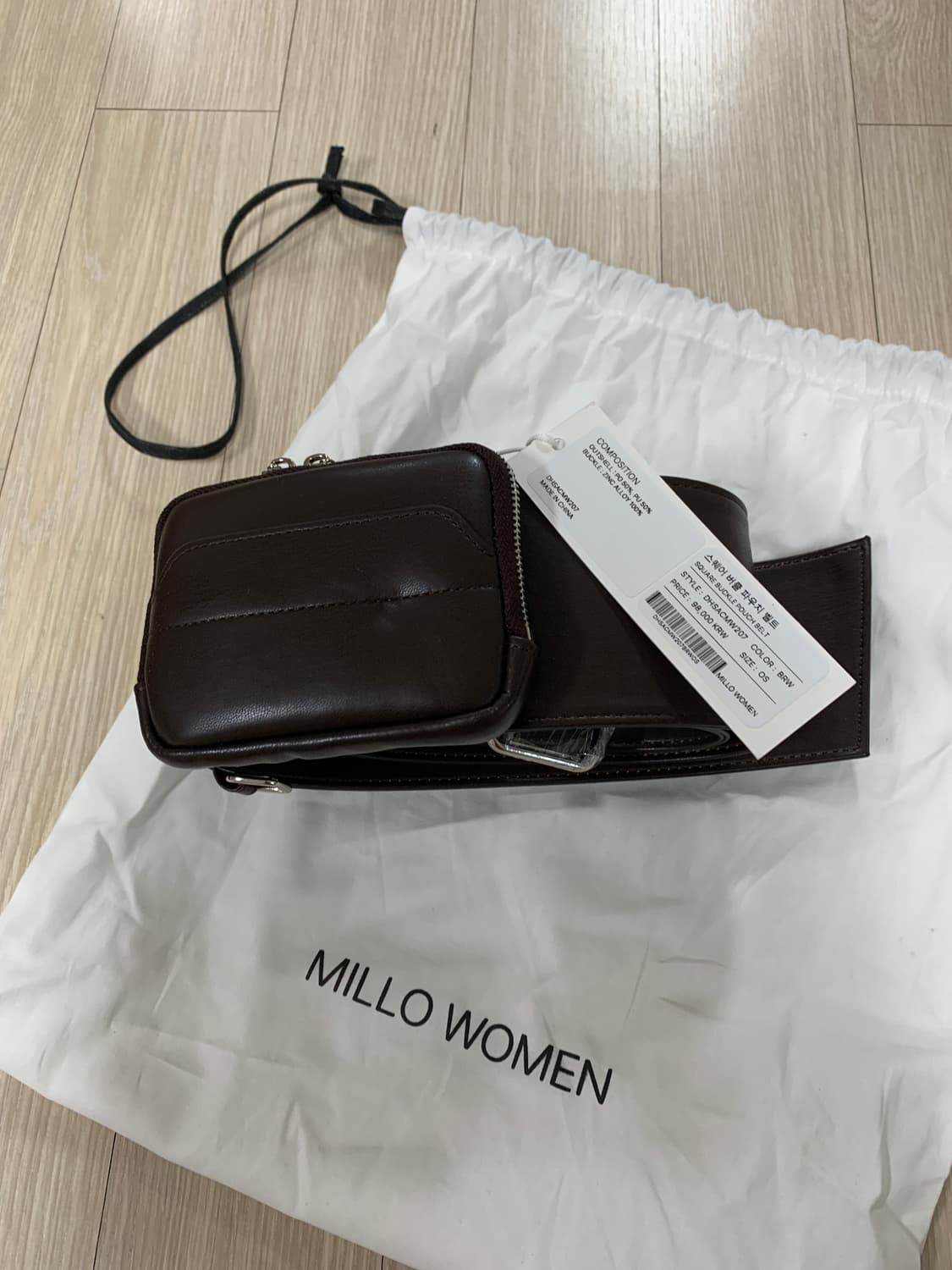 밀로우먼 스퀘어 버클 벨트 브라운 상품이미지4