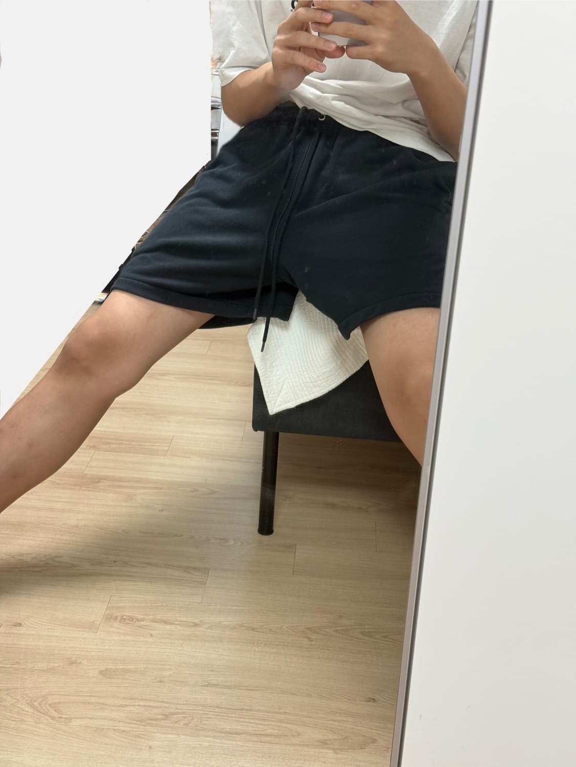 남성 프렌치 테리 플로우 쇼츠 블랙 미디움 상품이미지4