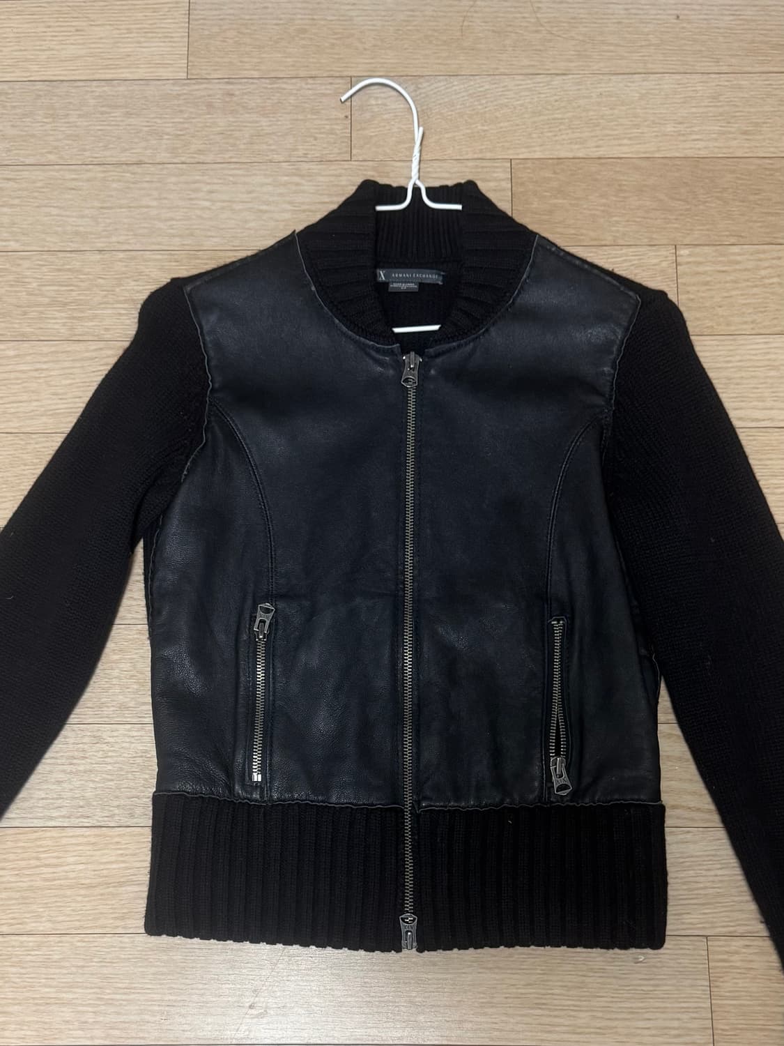 아르마니 익스체인지 투웨이 레더 니트 자켓  상품이미지1