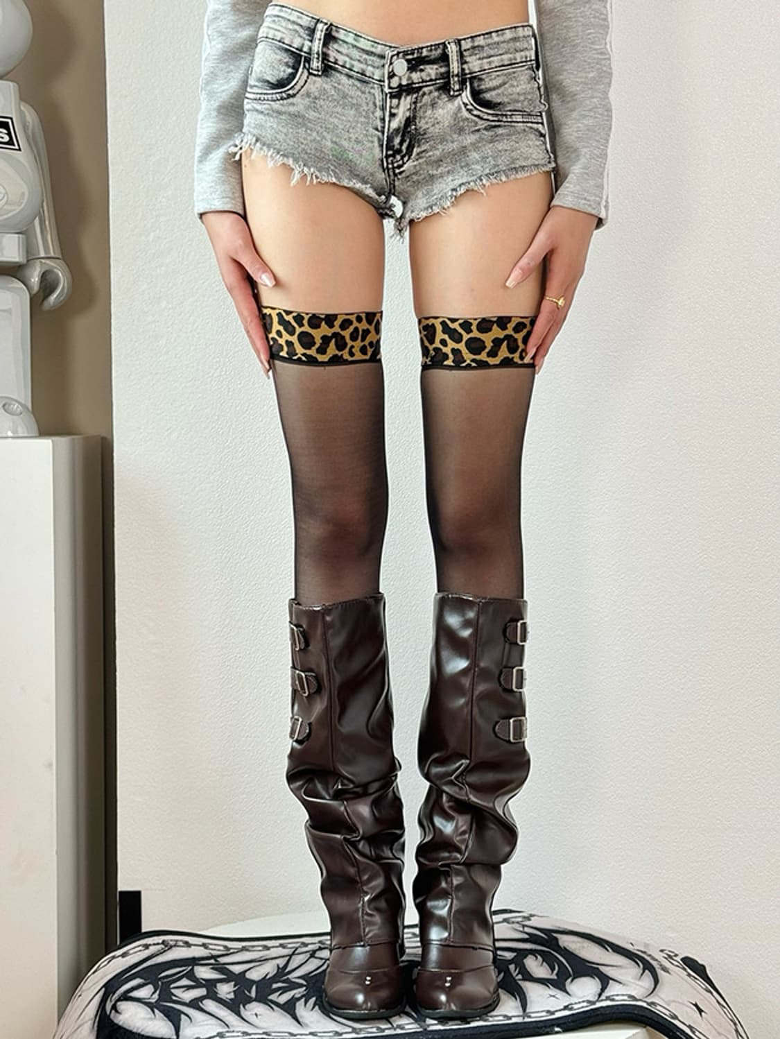 레오파드 오버 니하이 스타킹 상품이미지2