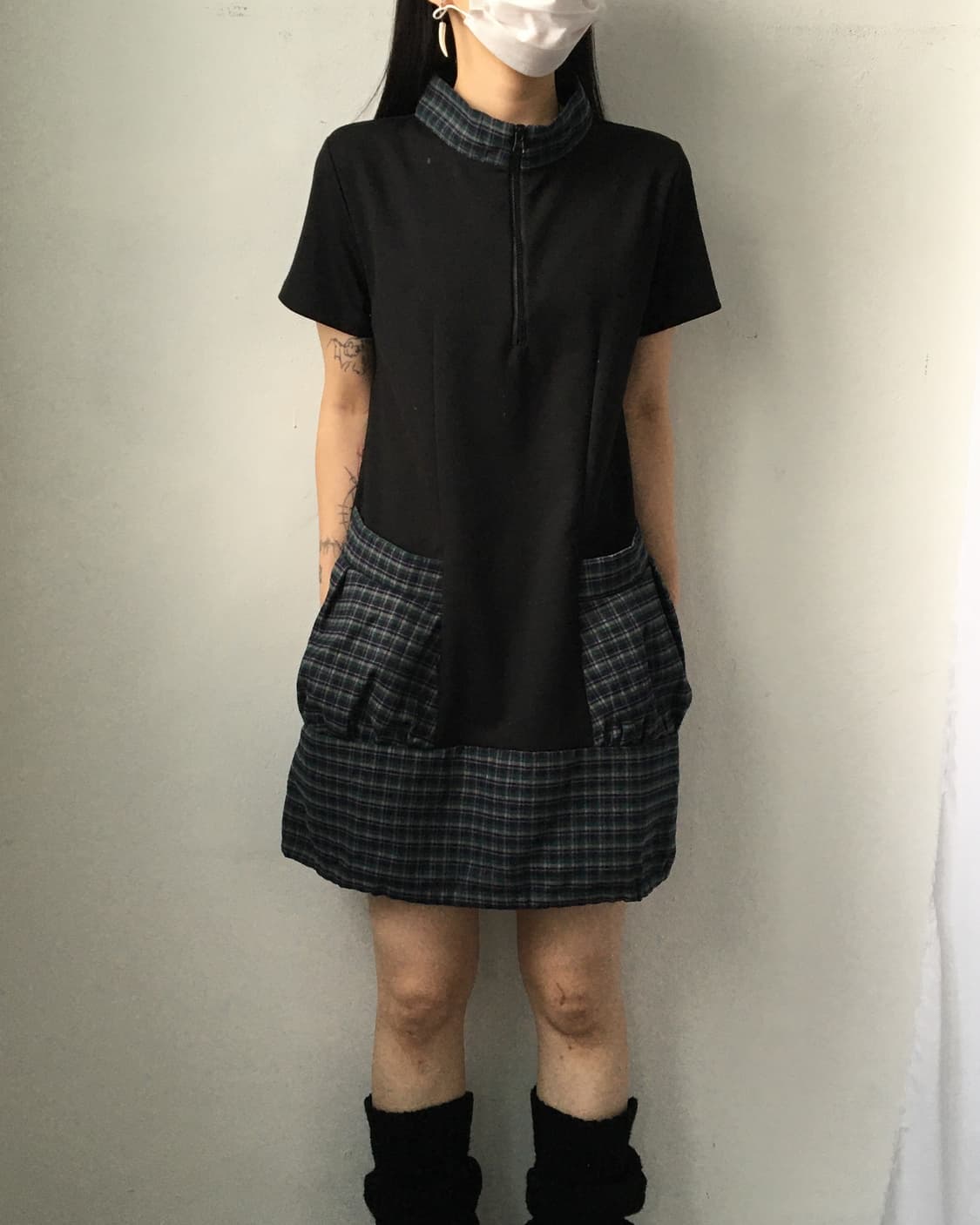 Check pattern layer point high neck onep 상품이미지6