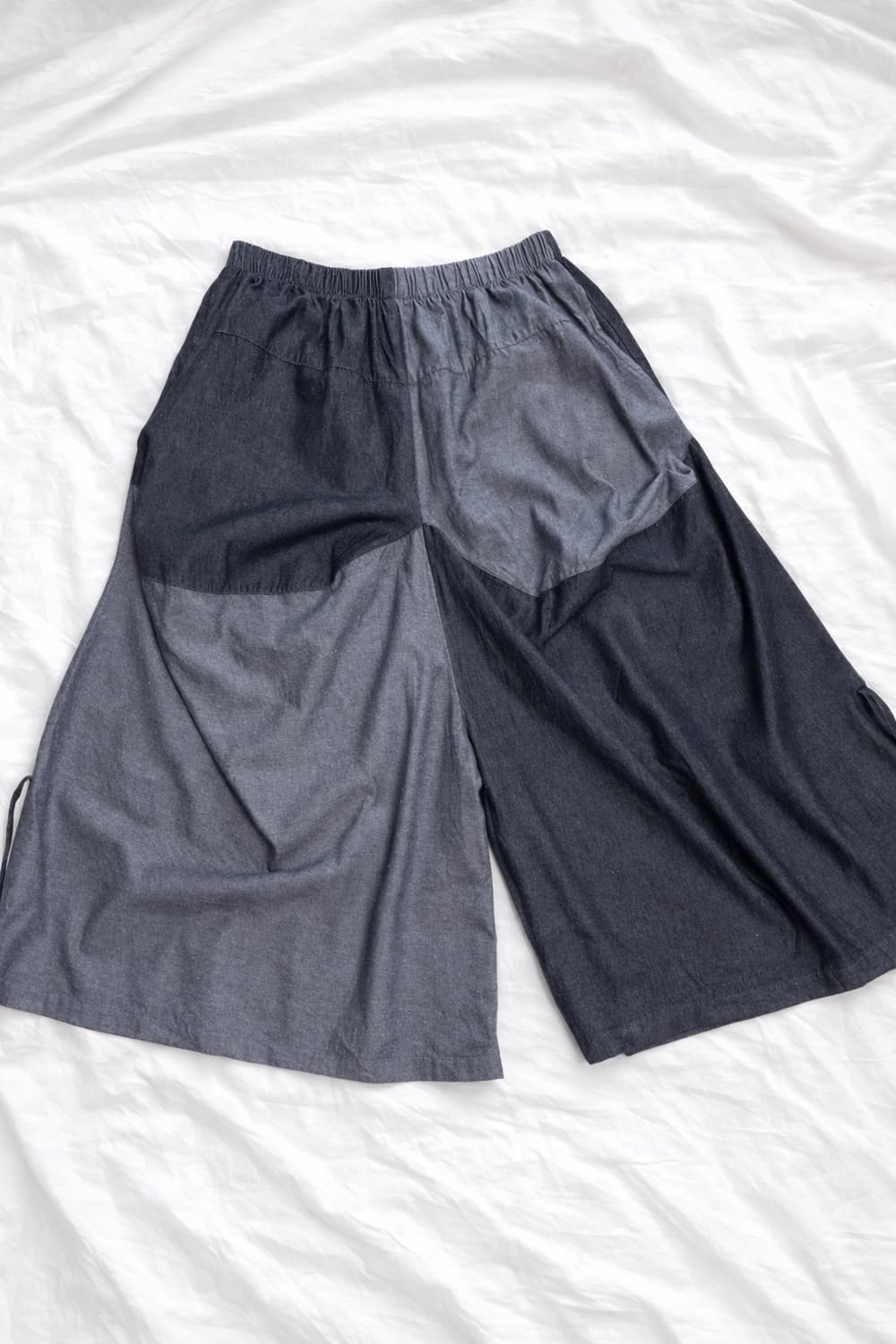 투톤 패치워크 와이드 밴딩 팬츠 상품이미지3