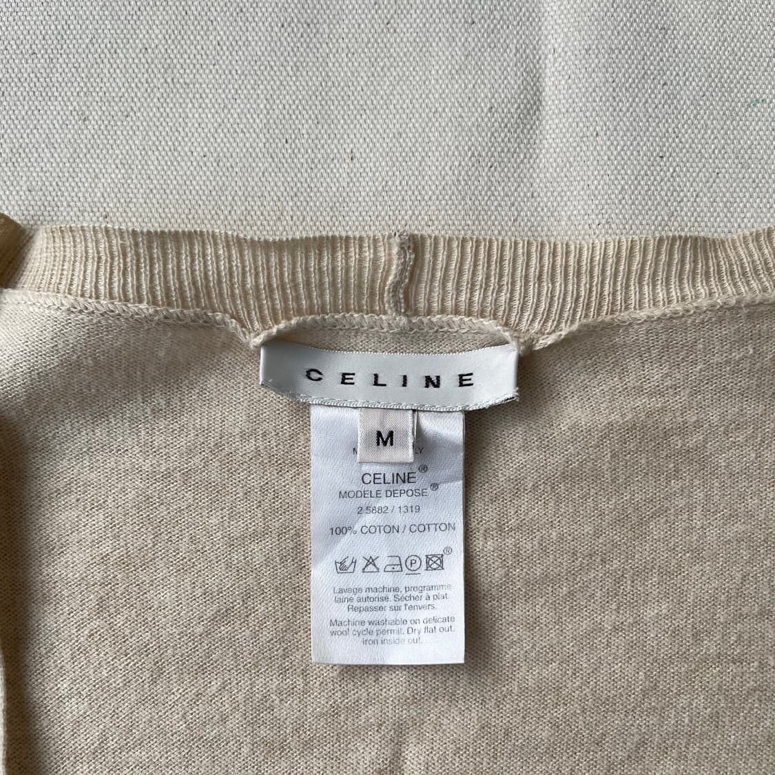 00s 셀린느 베이지 미니멀 코튼 가디건 상품이미지5