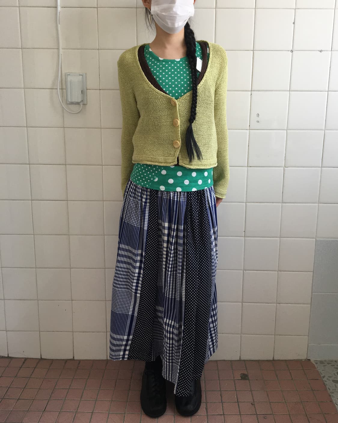Check dot pattern mixed skirt 상품이미지5