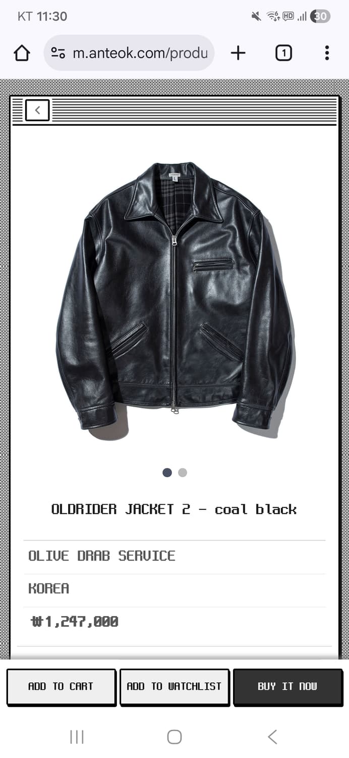 [M]ods 올리브드랩서비스 올드라이더 레더자켓 1회착 상품이미지3