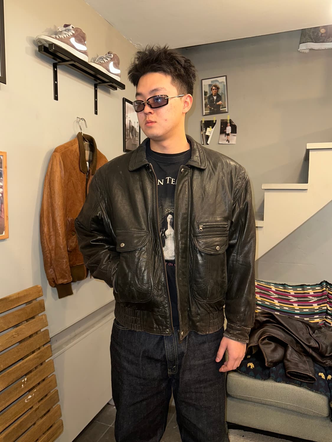 90’s Japanese lambskin leather bomber 상품이미지2