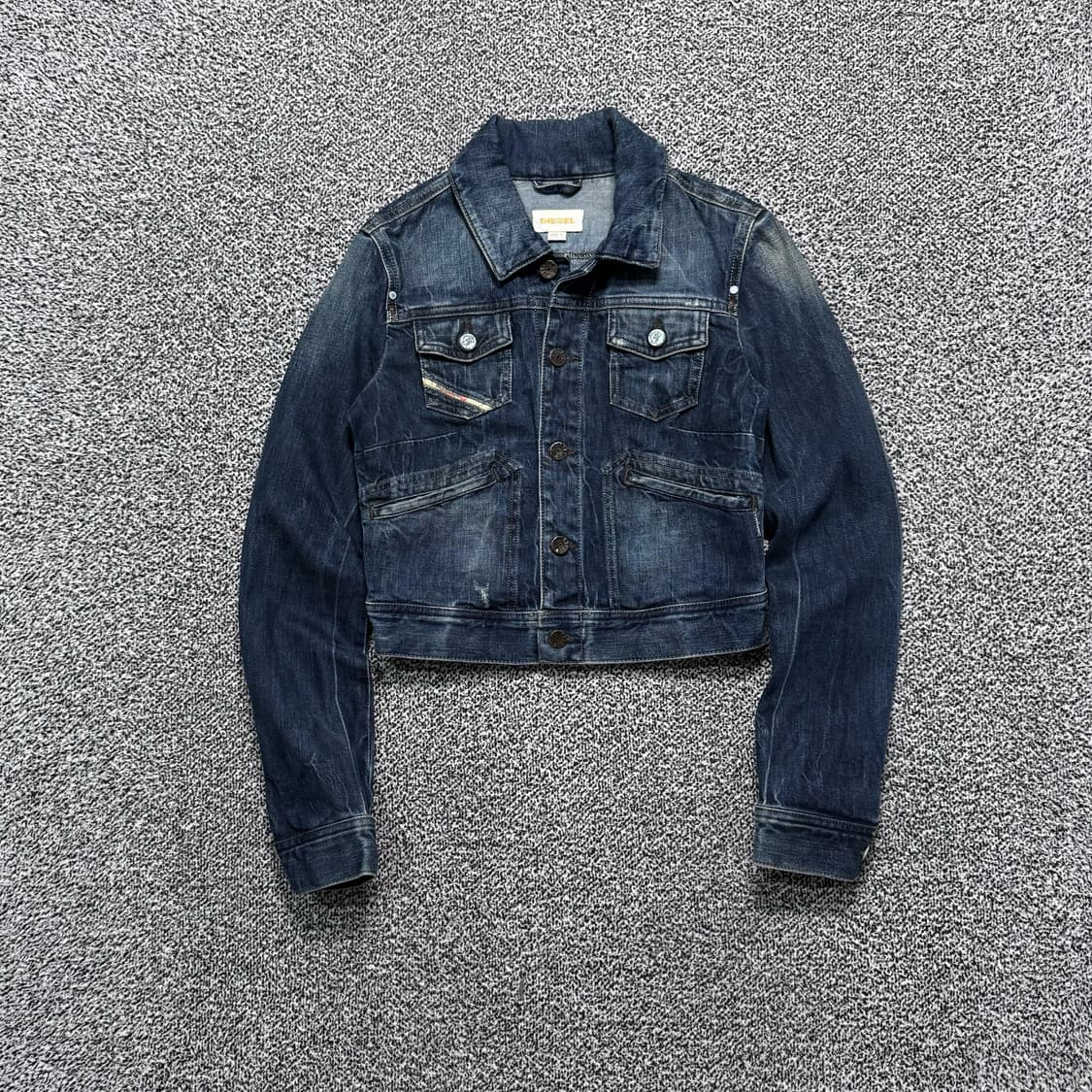 Name : DIESEL 디젤 데님 워싱 멀티포켓 크롭 청자켓 :)  상품이미지1
