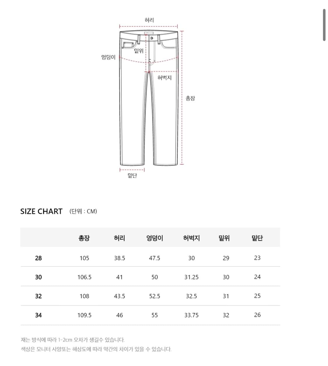 세미와이드 중청 데님 청바지 32 상품이미지10