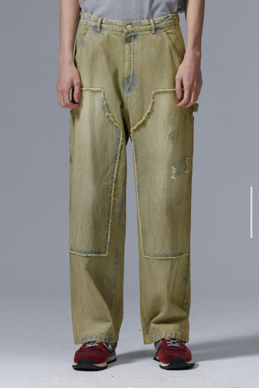 PERENN 더블 니 팬츠 녹슨 데님 1사이즈 상품이미지1