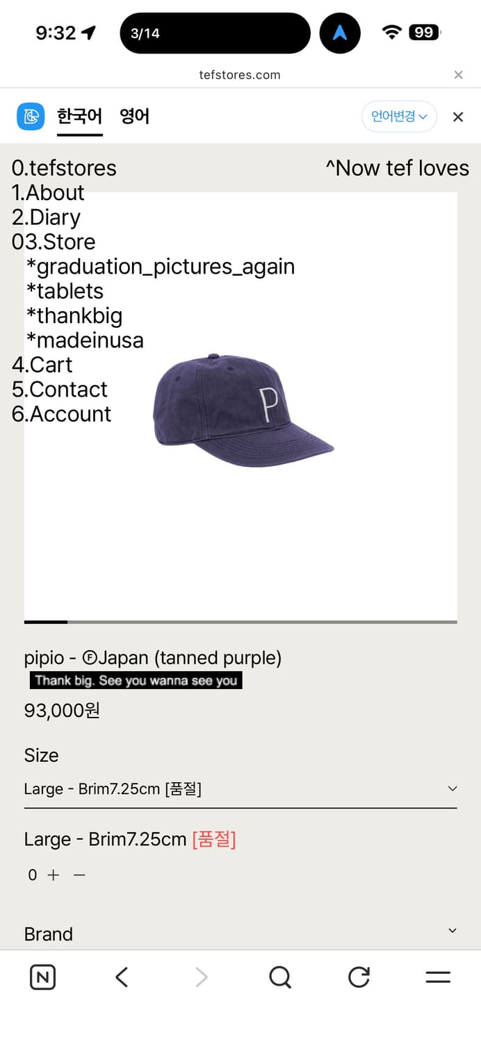 Tef stores 볼캡 라지 상품이미지1