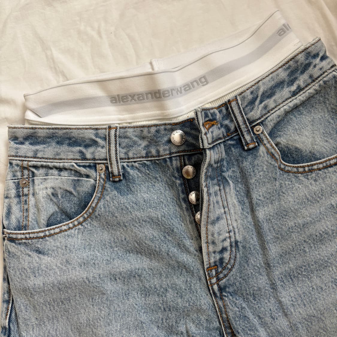 알렉산더왕 블루 엘라스틱 브리프 레이어 데님 진 상품이미지1