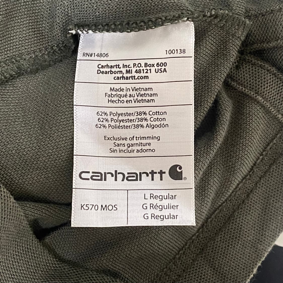 칼하트 PK 카라 티셔츠 카키 L 상품이미지5