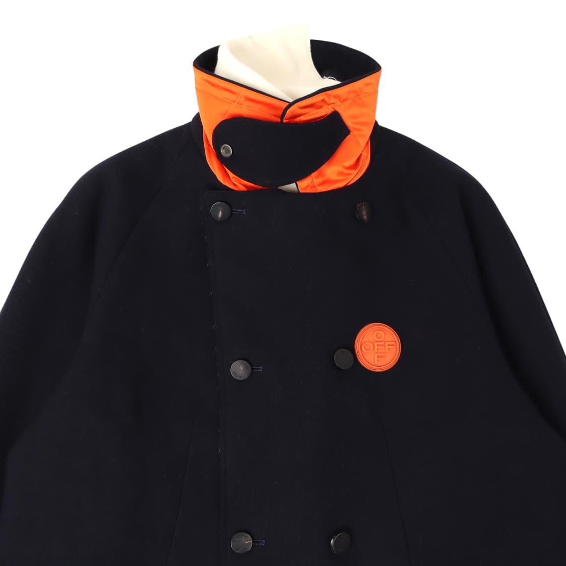 오프화이트 더블 패브릭 omea 제티드 포켓 헤비 울 롱 코트 상품이미지2