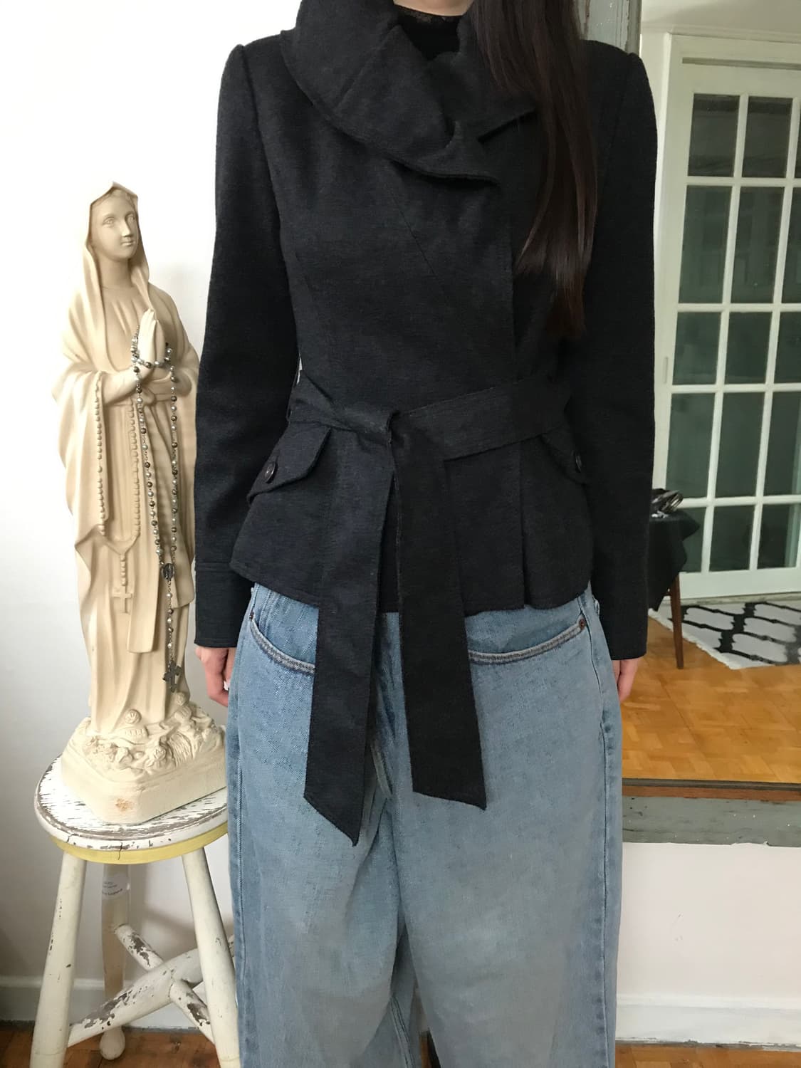 vintage belt charcoal jacket 상품이미지2