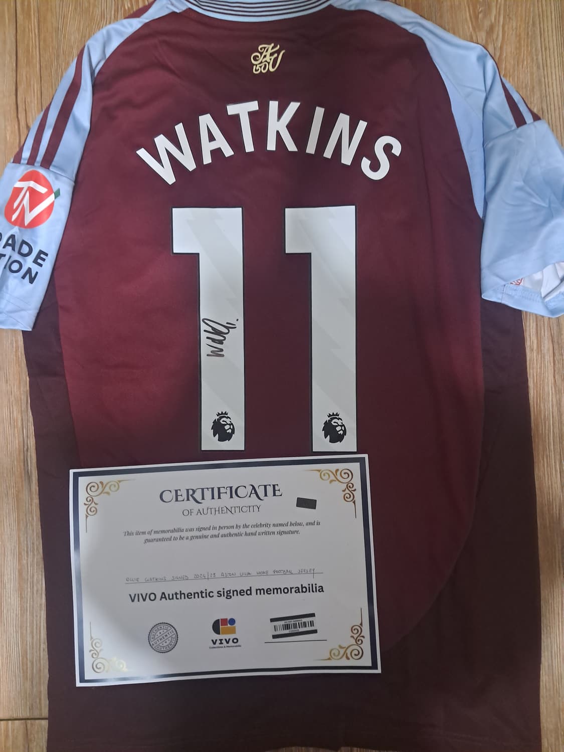 아스톤 빌라 왓킨스 사인 유니폼+인증서 판매 상품이미지1