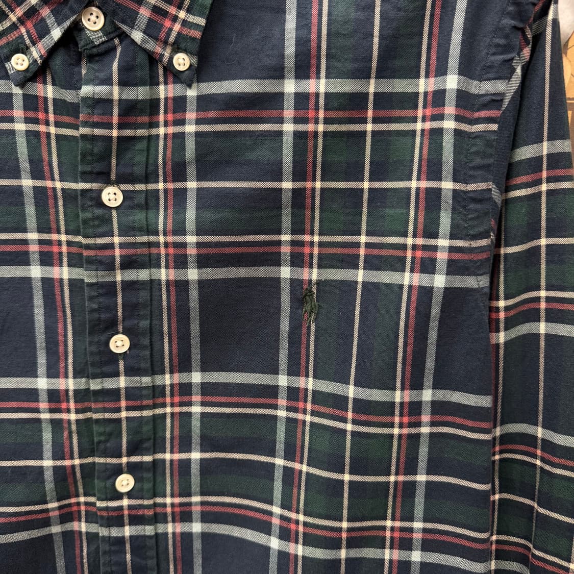 폴로 랄프로렌 멀티컬러 긴팔 체크 셔츠 그린 포니 로고 포인트 상품이미지5