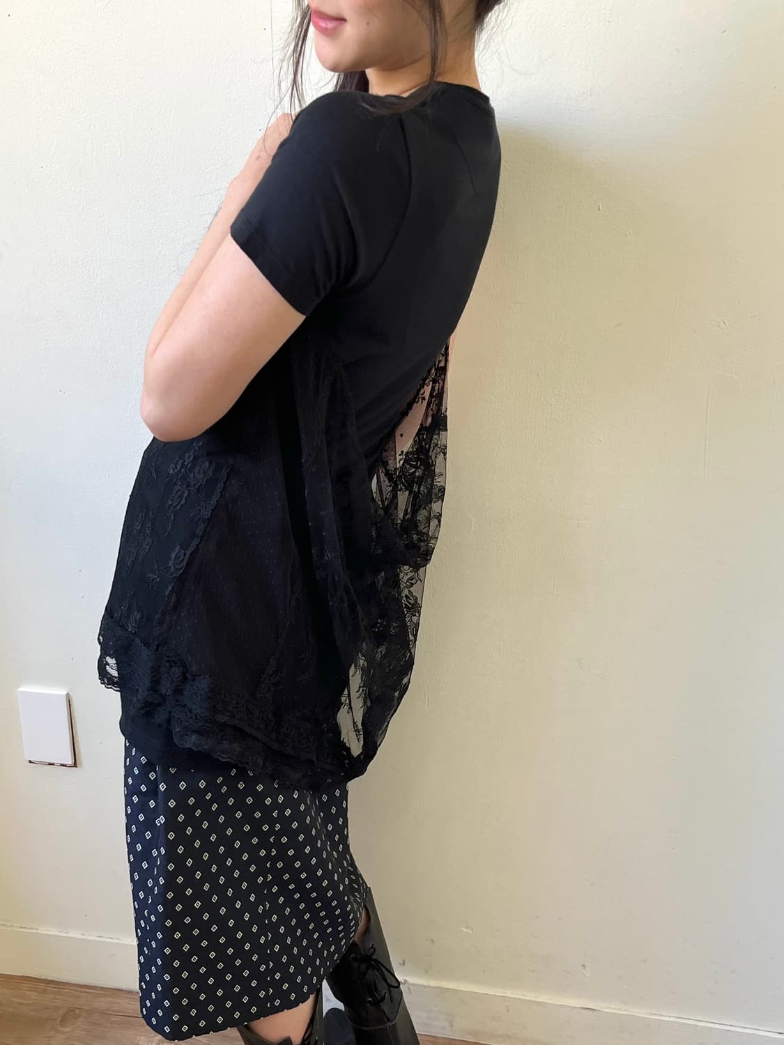 DIESEL 블랙 시스루 레이어드 탑 상품이미지6