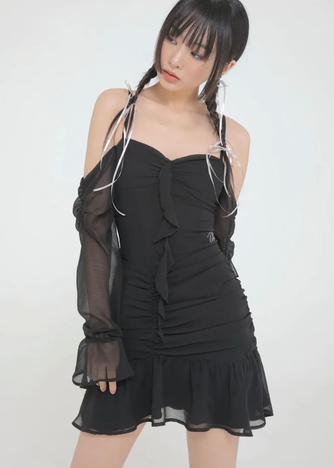 어글리쉐도우 CHIFFON DRESS(BLACK) 상품이미지1