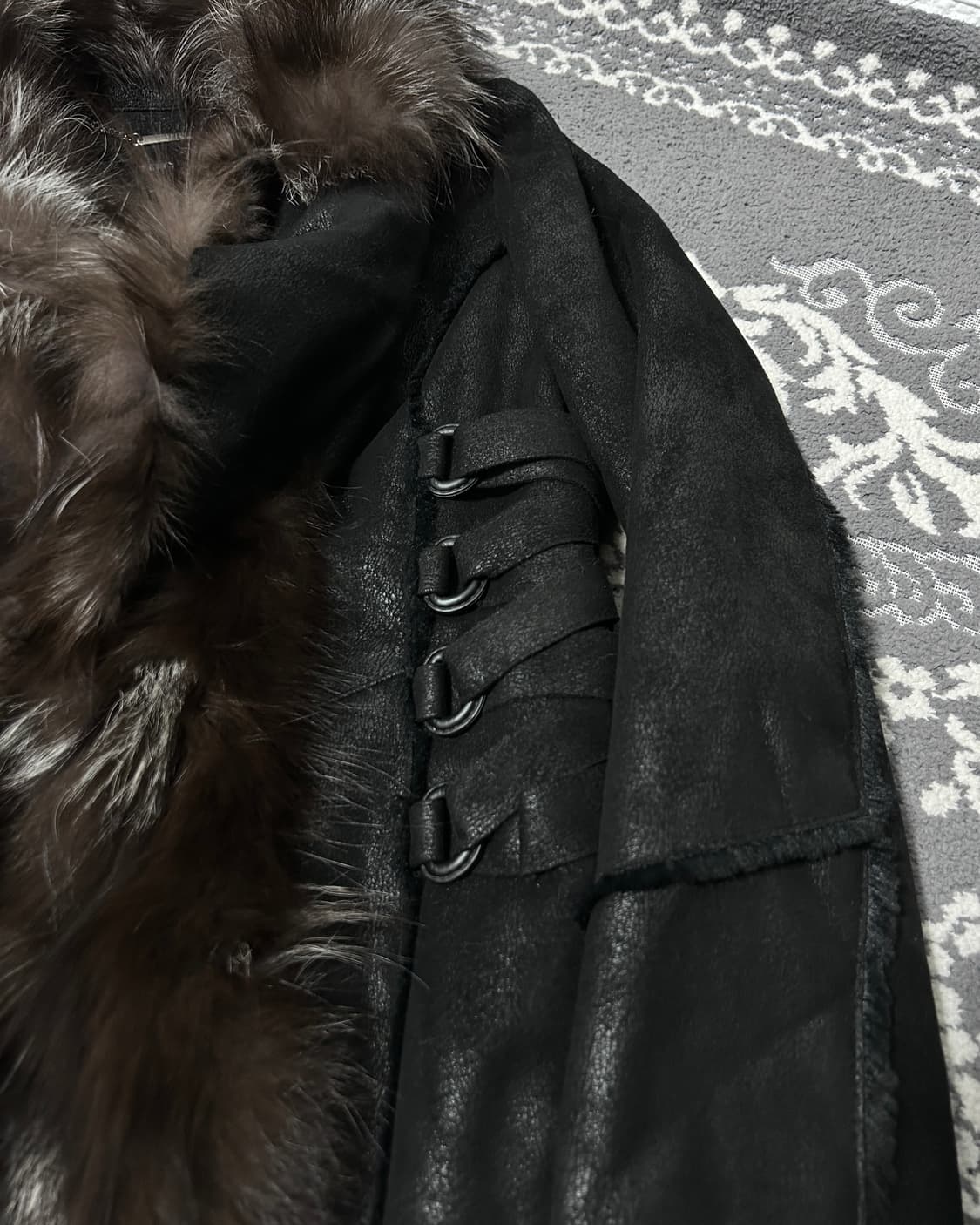 Yetts 여우 털 스웨이드 롱코트 상품이미지3