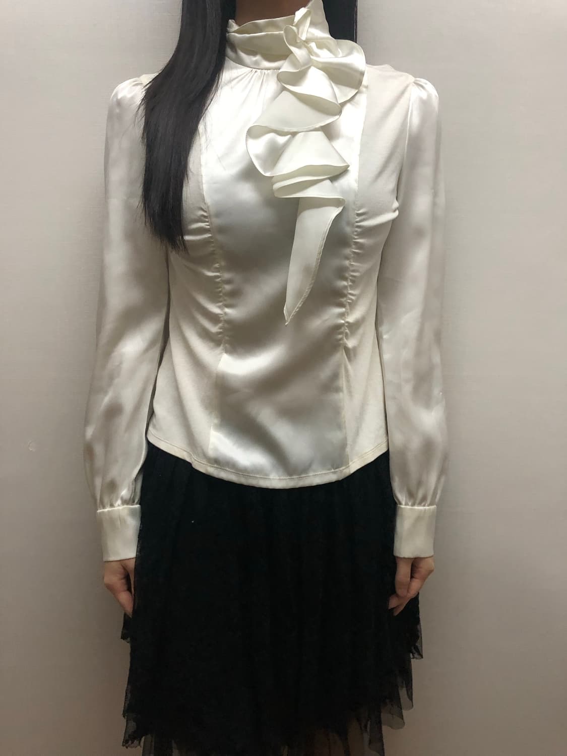 빈티지 화이트 러플 블라우스 상품이미지4