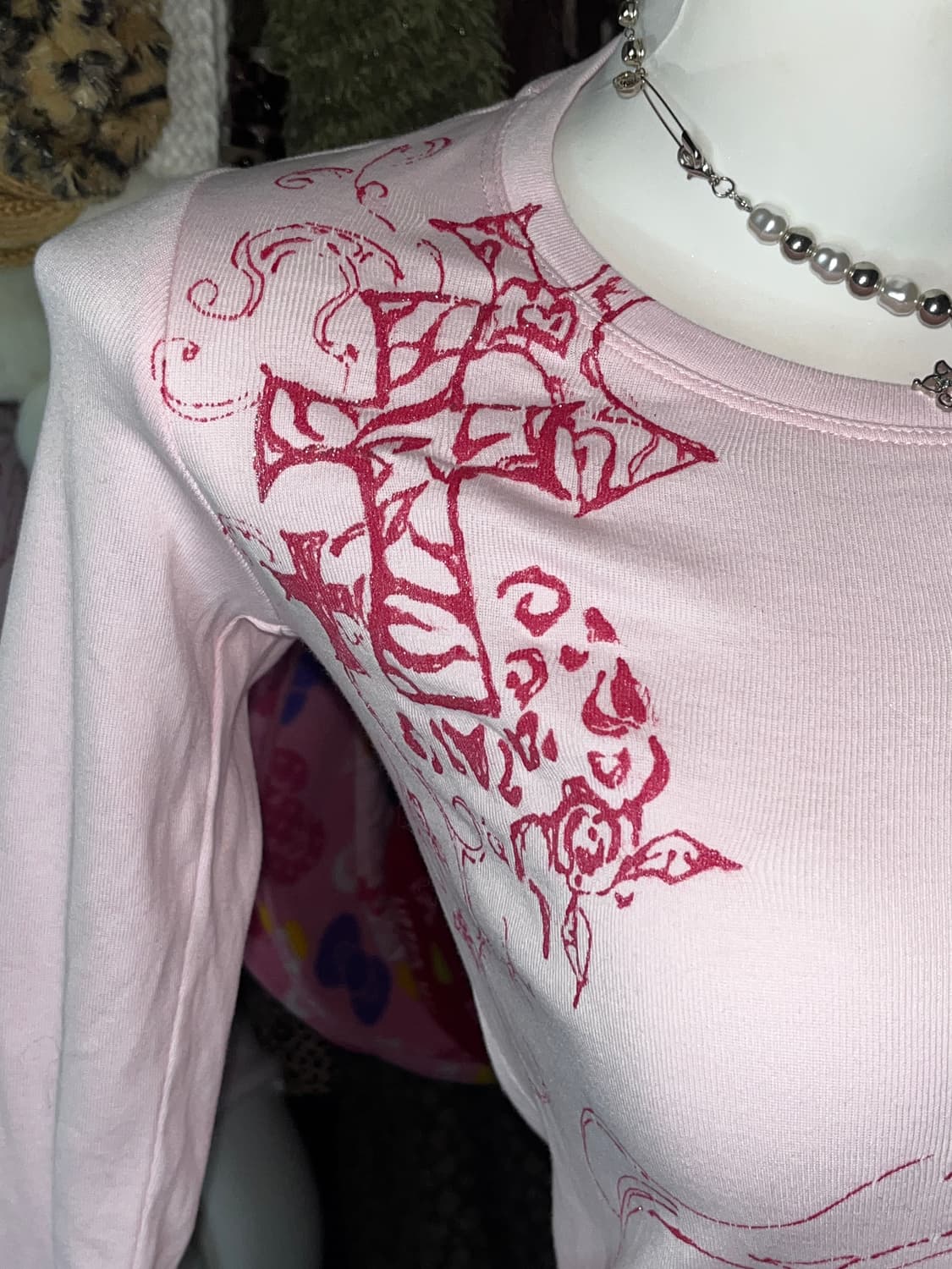 y2k 갸루 천사 글리터 커스텀 핑크탑 상품이미지3