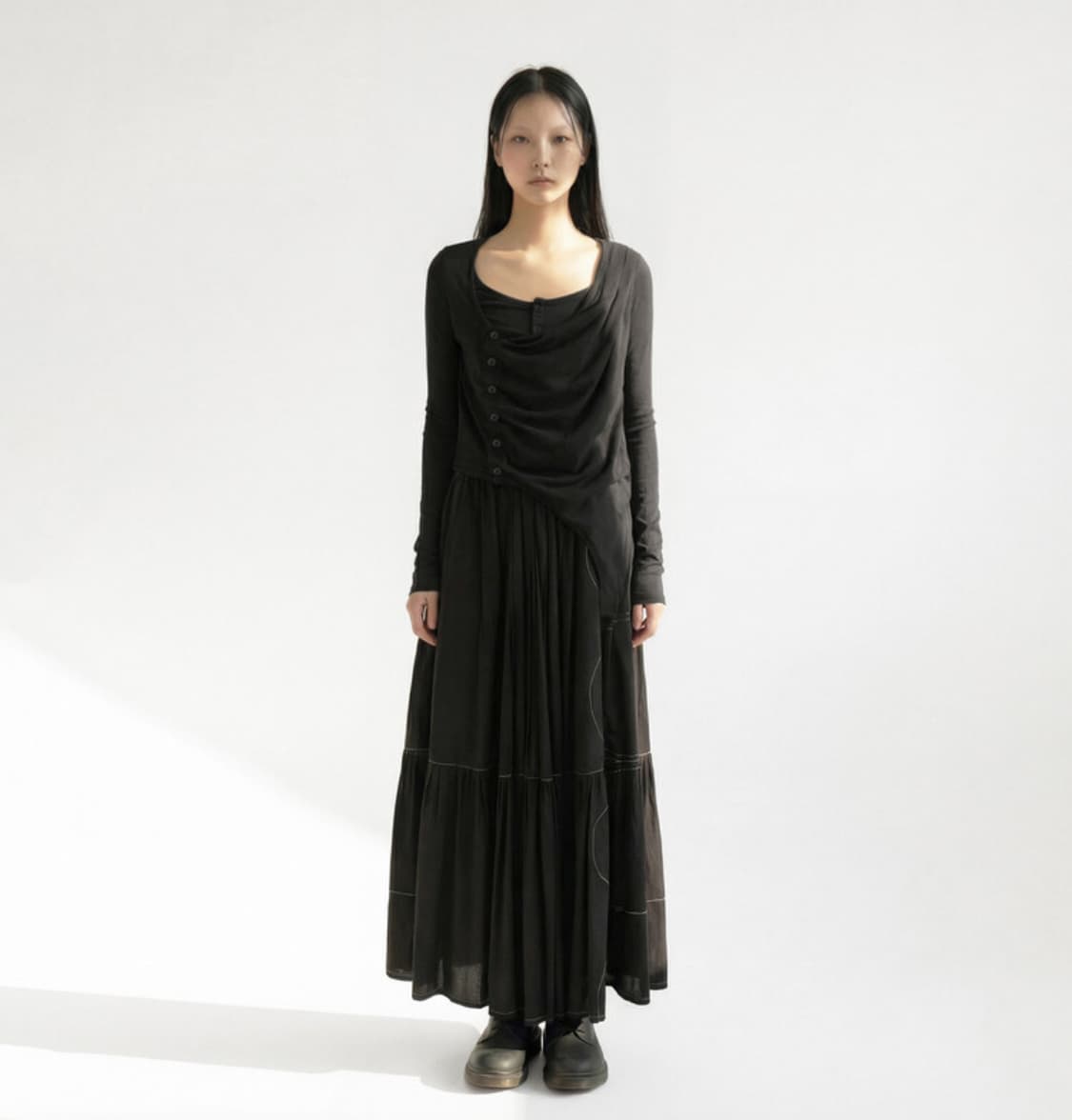 Homage circle 드레이프 가디건 블랙 무채색 gomme 꼼데깔 상품이미지3