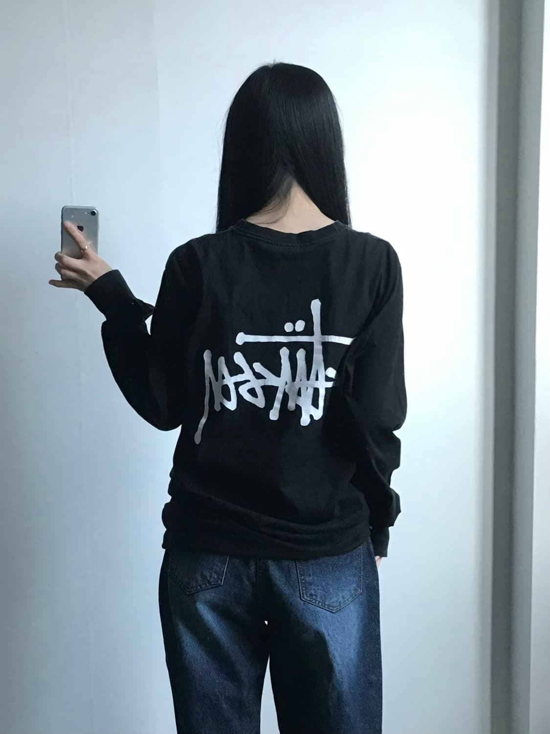 스투시 스탁로고 블랙 롱슬리브 긴팔티 상품이미지2