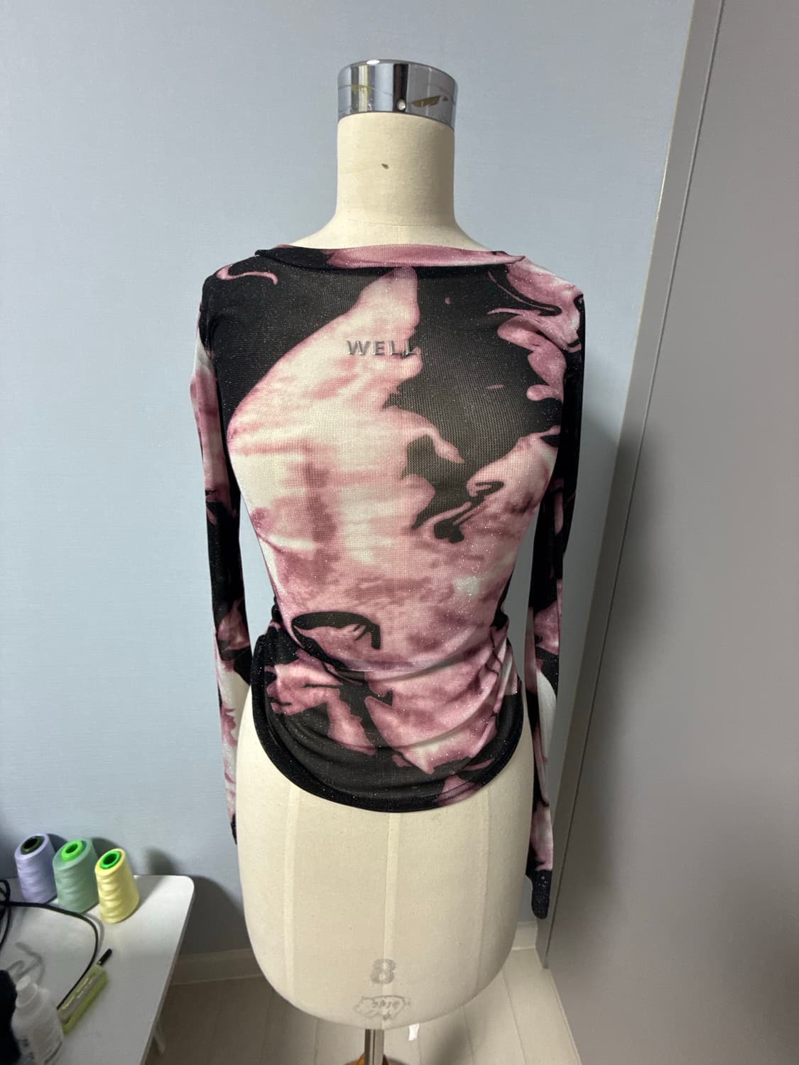 쉬인 펄 시스루 티셔츠  상품이미지1