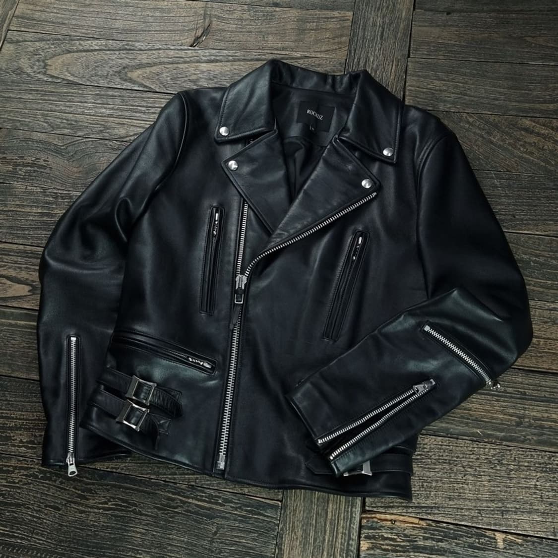 [러커즈] 리얼 카우 레더 소가죽 사선 레더 라이더 자켓 M18706 상품이미지1