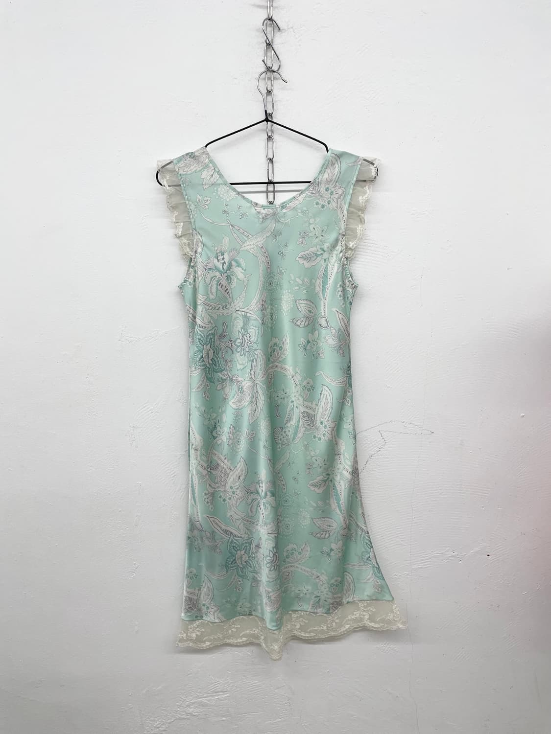 민트 페이즐리 새틴 프릴 슬립 상품이미지6