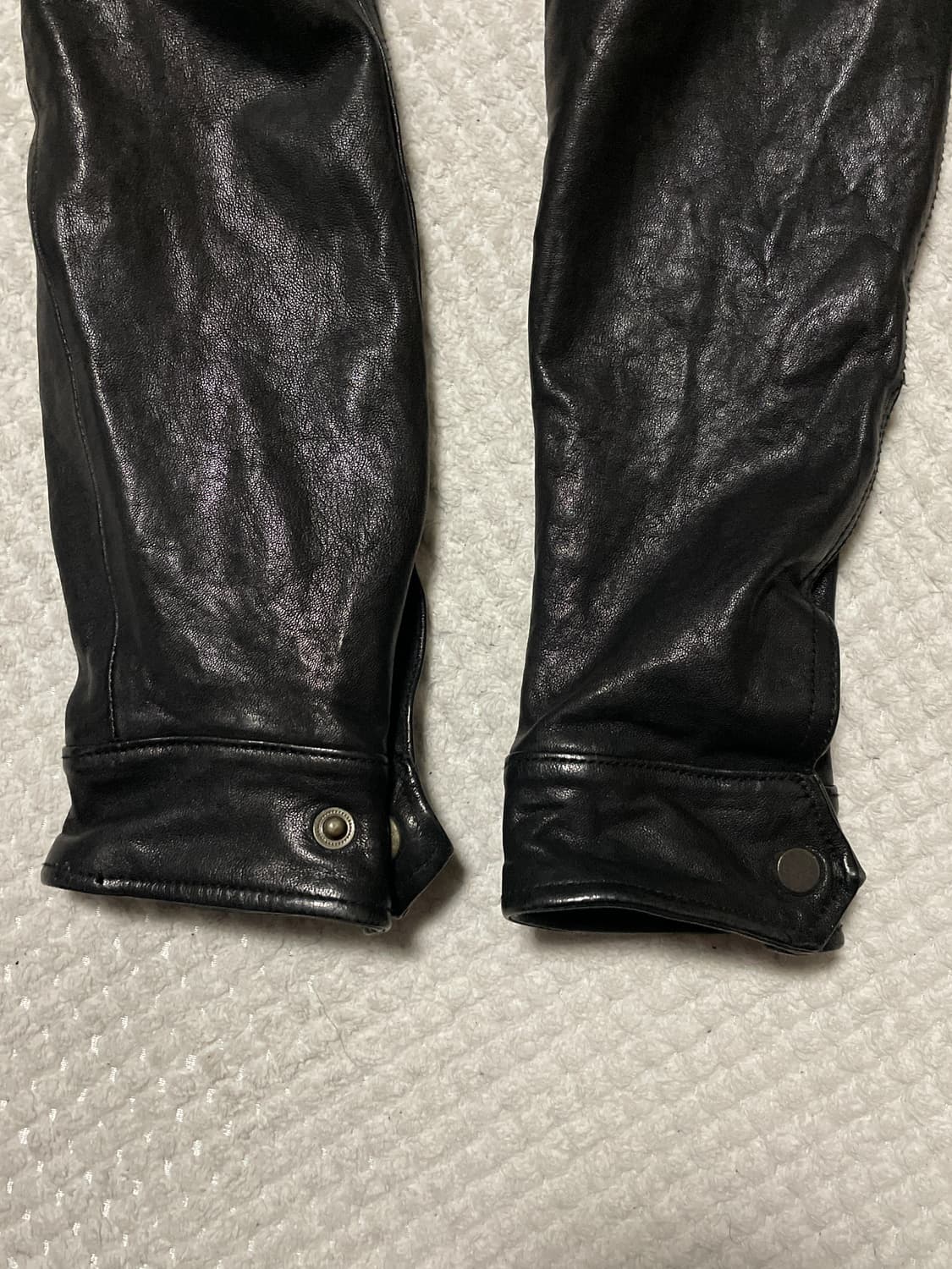 웨스턴 무드 램스킨 양가죽 포켓 절개 레더 셔츠 자켓 상품이미지5