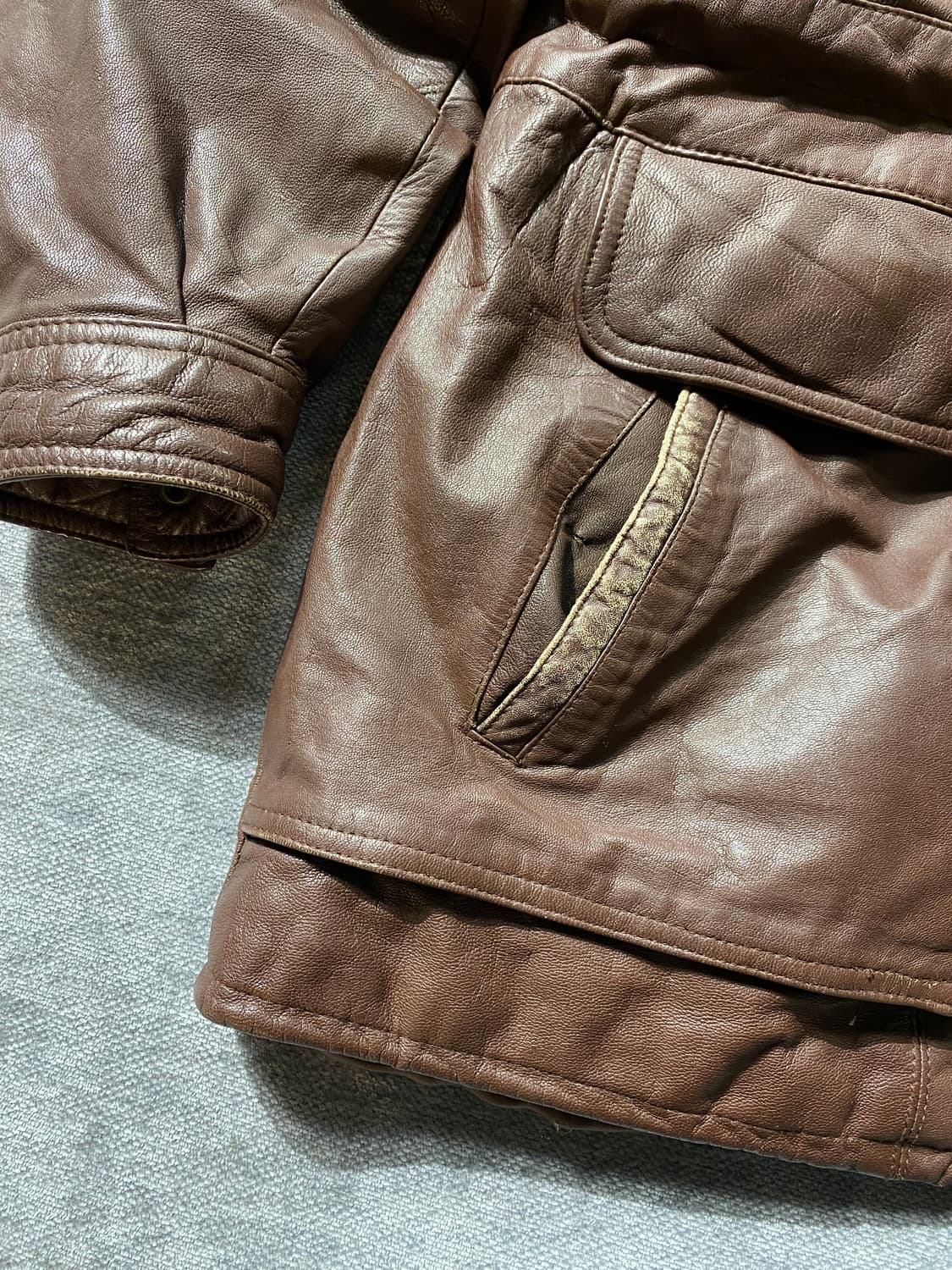 [L] 90s SULTAN 브라운 리얼 레더 코트 상품이미지4