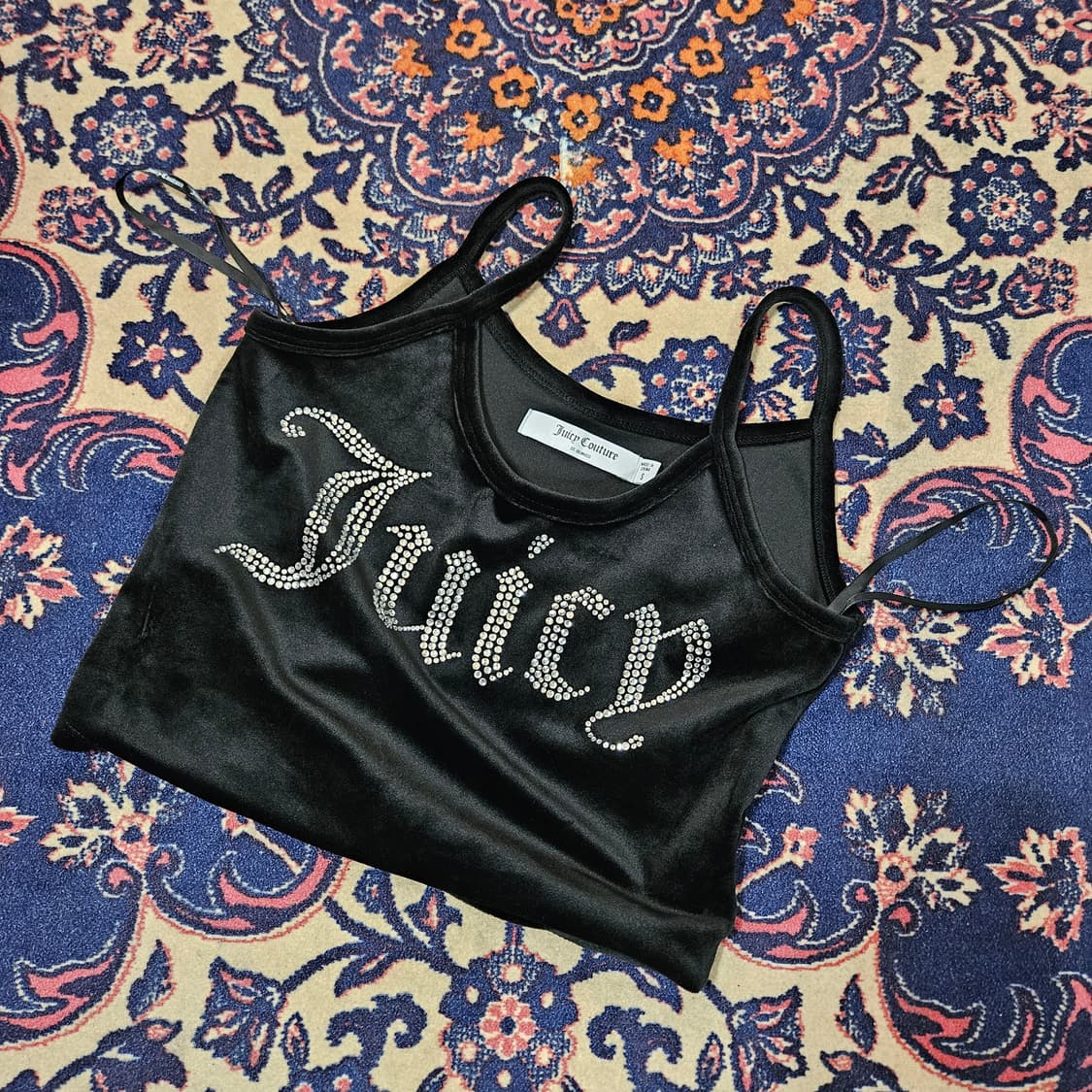 (미사용) 쥬시꾸뛰르 시그니쳐 큐빅 로고 민소매 크롭 탑 S size 상품이미지1