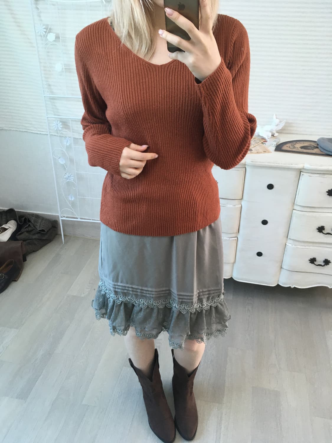 jpn vintage EARTH MUSIC 오렌지니트 상품이미지2