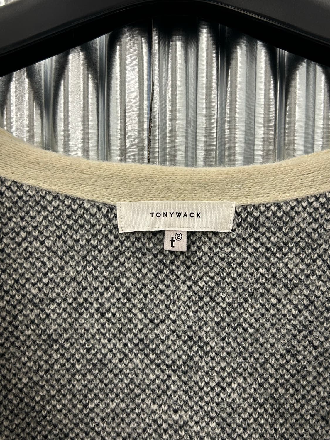 TONYWACK 아가일 알파카 울 가디건 아이보리 상품이미지5