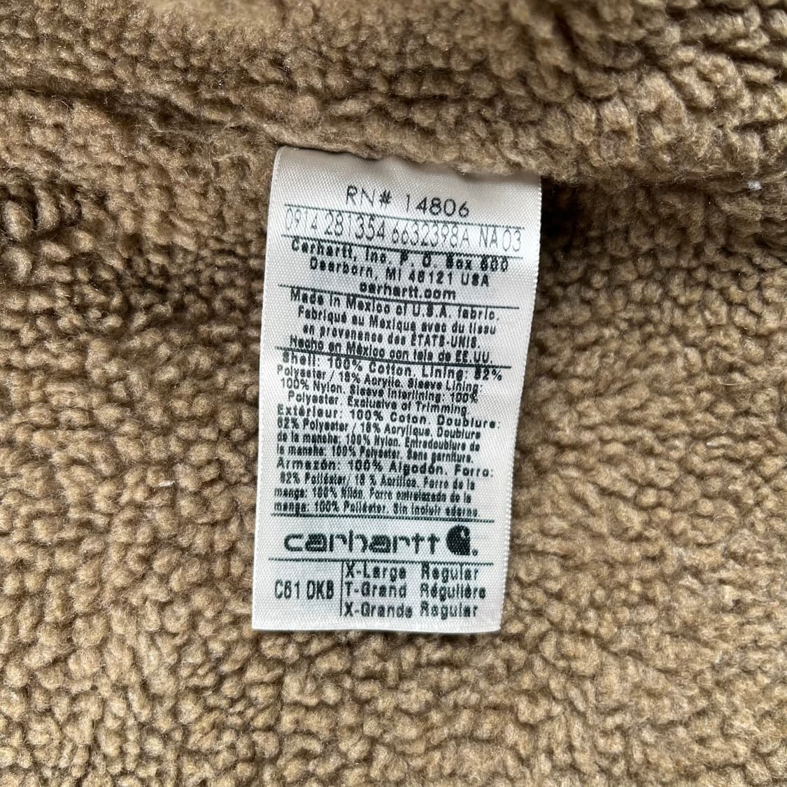 칼하트 쉐르파 라인드 릿지 코트 C61DKB 상품이미지5